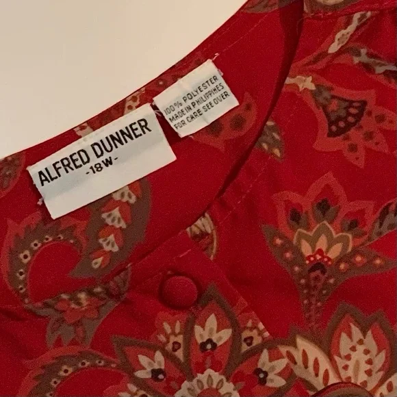Vintage Alfred Dunner Red Floral Blouse - Picture 7 of 8